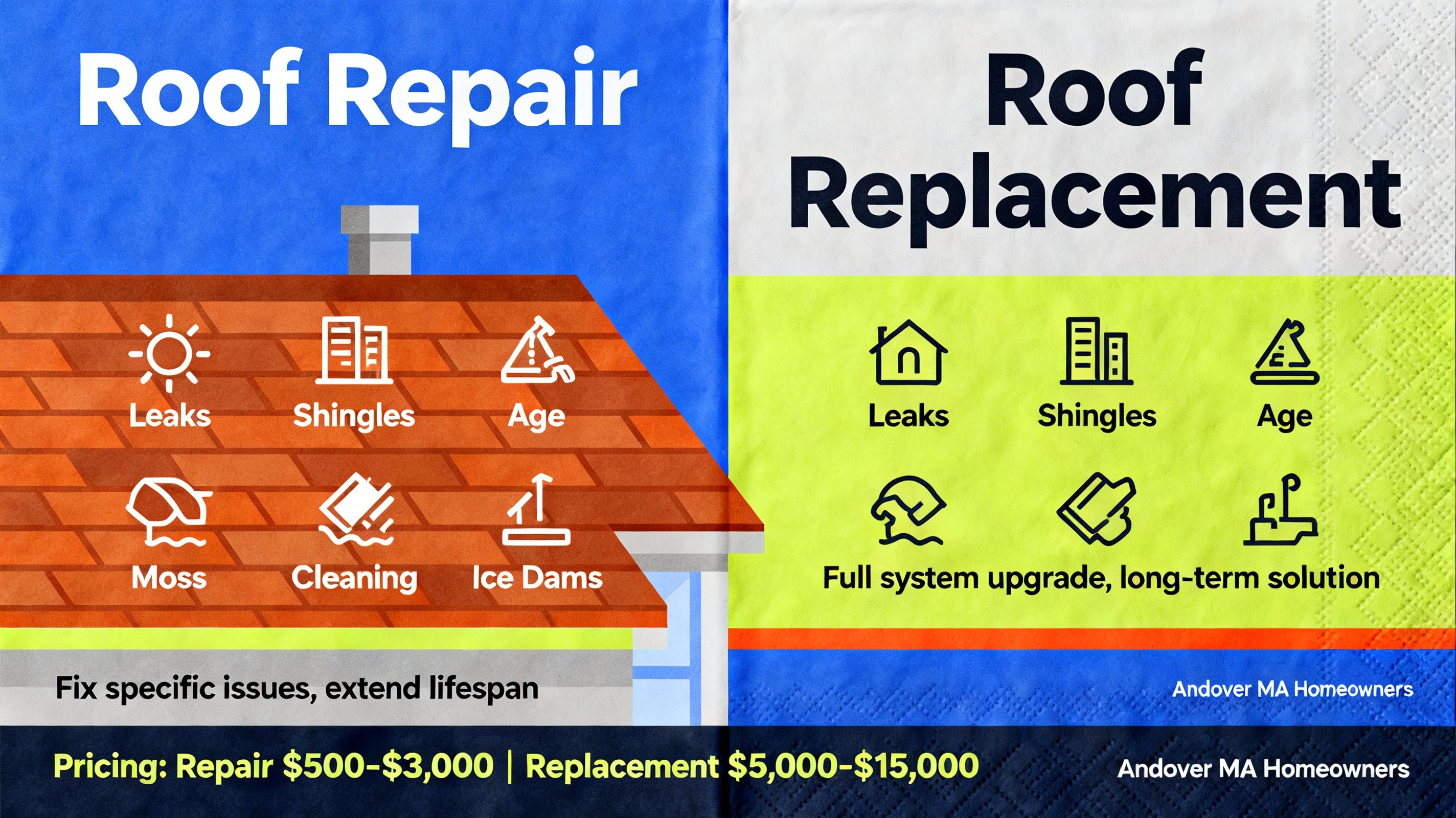 Roof Repair vs. Roof Replacement Andover MA